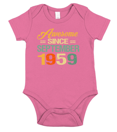 Born September 1959 Awesome 60 Bday Gift Short Sleeve Baby One-Piece