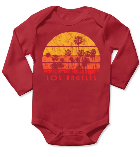 Vintage Style Los Angeles Beach Palm Sunset Long Sleeve Baby One-Piece