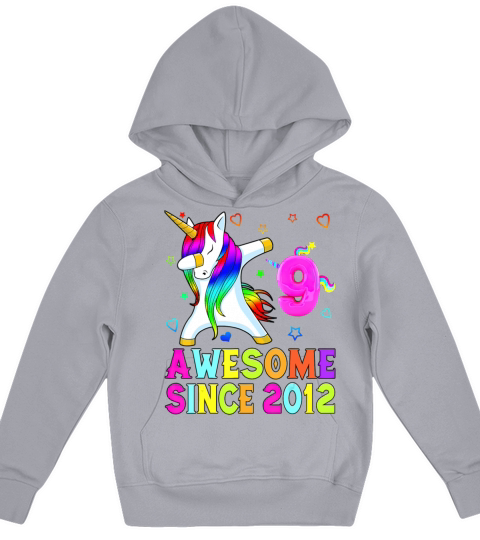 9 Years Old 9th Birthday Unicorn Dabbing Awesome Kids Hoodie