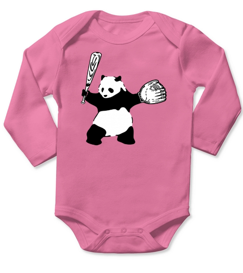 Panda Baseball Player Long Sleeve Baby One-Piece
