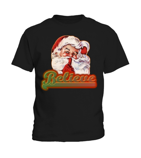 Fun Whimsical Santa Claus Believe Christmas Kids T-Shirt