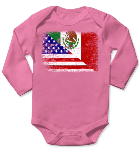 Vintage Mexican American Flag Long Sleeve Baby One-Piece