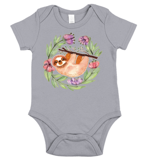 Sloth In Flowers Shirt Short Sleeve Baby One-Piece