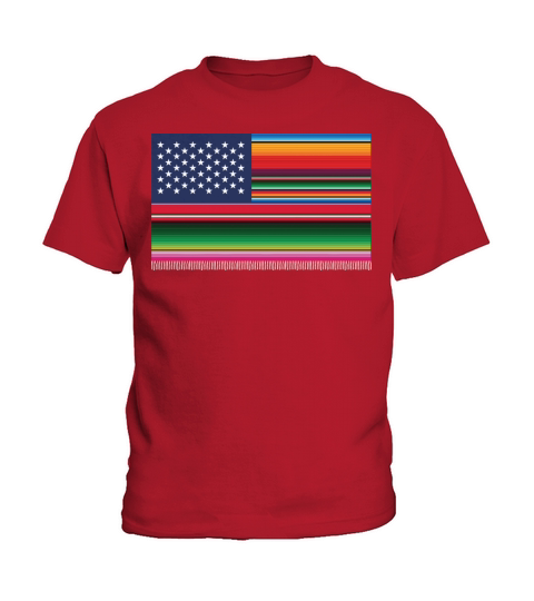 American Serape Blanket Striped Flag Hispanic Gift Kids T-Shirt