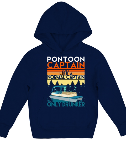 Funny Vintage Retro Pontoon Captain Drunker Kids Hoodie