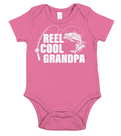 Reel Cool Grandpa Design with Fish and Fishing Rod Short Sleeve Baby One-Piece