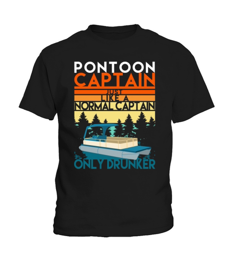 Funny Vintage Retro Pontoon Captain Drunker Kids T-Shirt