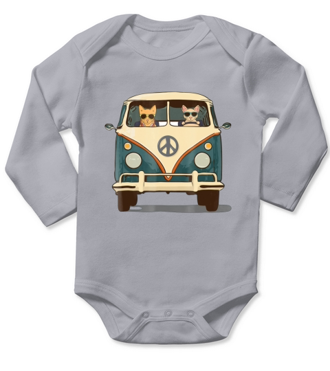 Cool Cats Road Trip Groovy Van Long Sleeve Baby One-Piece