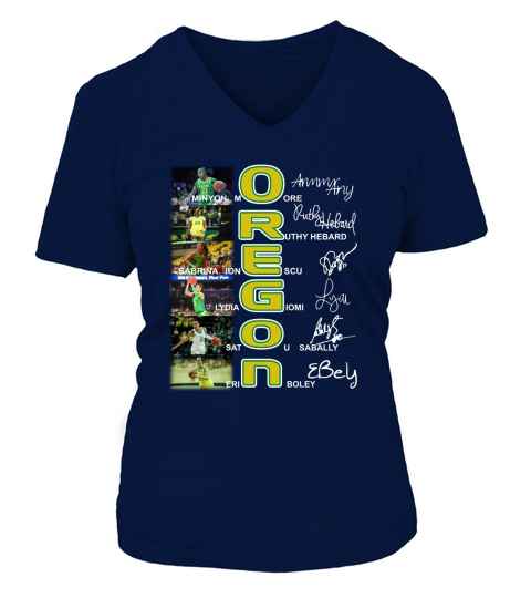 OREGON Minyon More Ruthy Hebard signatures V-neck T-Shirt Woman