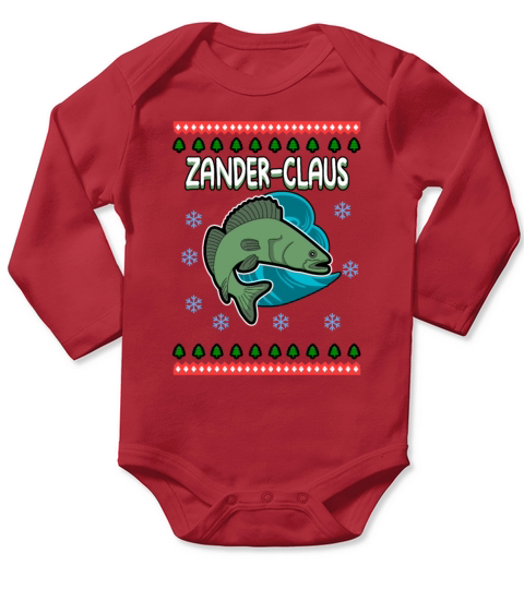 Zander Claus pikeperch Christmas fishing present Long Sleeve Baby One-Piece