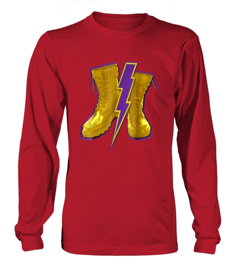 Mens Omega Gold Purple Q Psi Phi Army Boots T-Shirt 4 Lightning Long sleeved Unisex