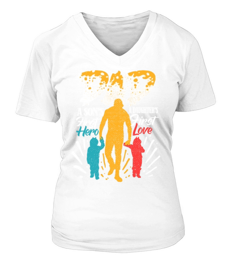First Hero And Love Proud Dad Of Twins Fathers Day Women's V-Neck T-shirt