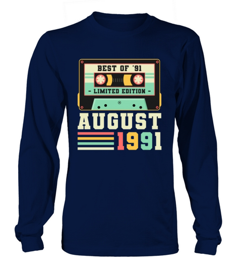 30th Birthday August Gift Vintage 1991 30 Years Men's Long Sleeve