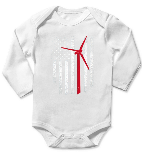 DesiDD Wind Turbine Technician American Flag Long Sleeve Baby One-Piece