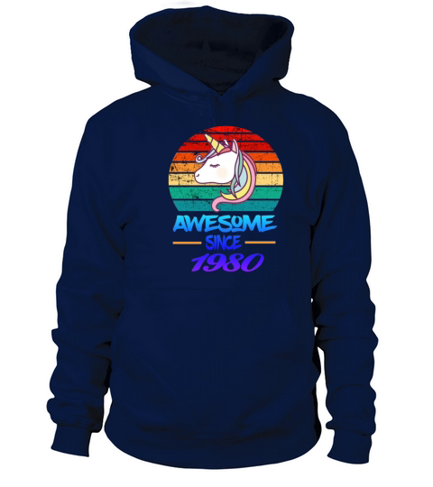 Awesome Since 1980 Funny 39th Birthday Unicorn Women's Hoodie