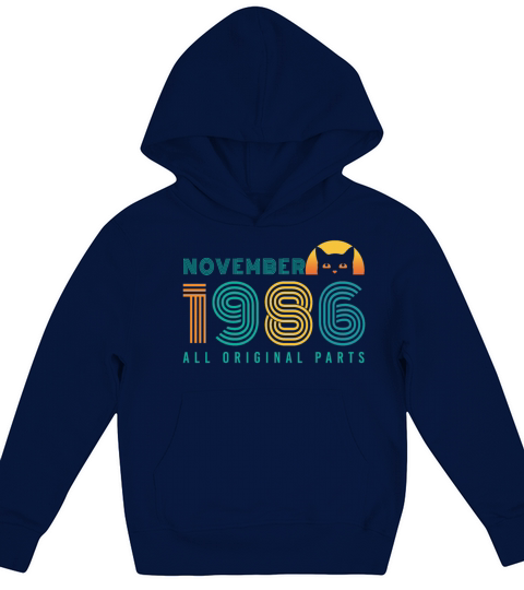 Born November 1986 Cat Vintage Kids Hoodie