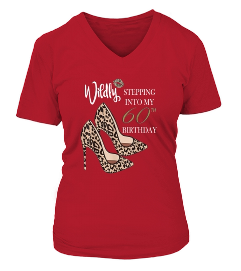 Stepping Into My 60th Birthday Leopard V-neck T-Shirt Woman