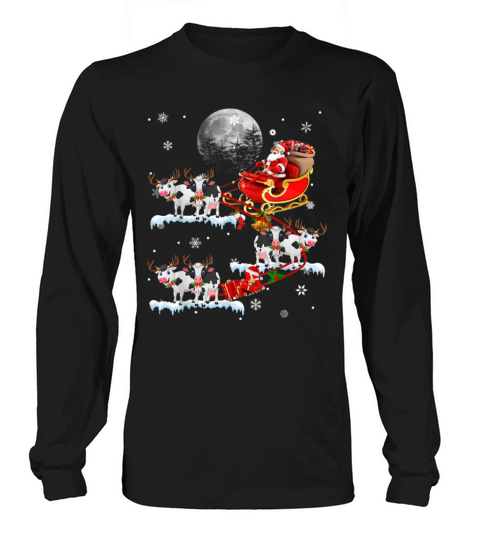 Christmas Cow Lover Santa Riding Reindeer Cow Men's Long Sleeve