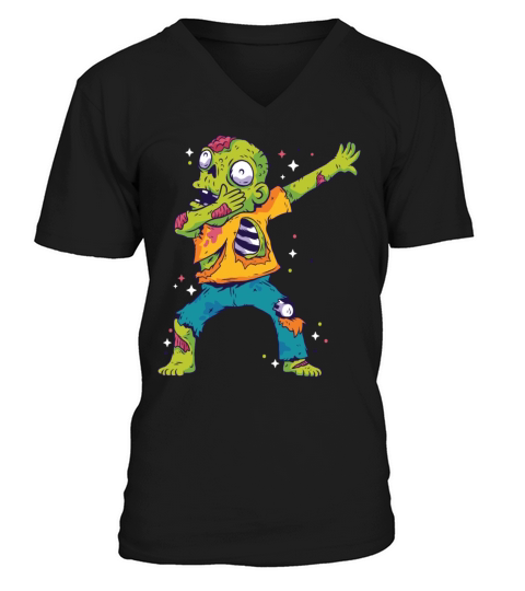Dabbing Zombie Shirt Halloween Girls Boys Kids Dab Men's V-Neck T-shirt