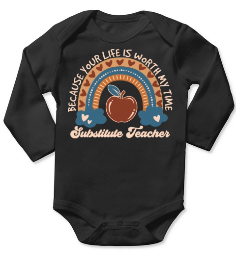 A Cute Substitute Teacher And Vintage Gift Idea Long Sleeve Baby One-Piece