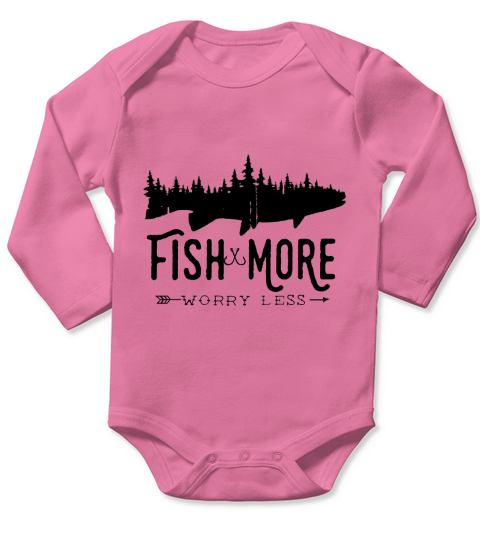 Fish More Worry Less Long Sleeve Baby One-Piece