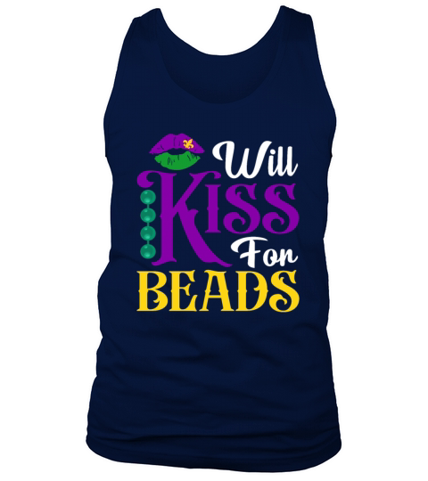 Will Kiss for Beads Funny Mardi Gras Lips New Tank Top Unisex