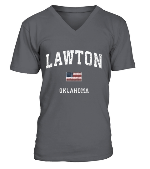 Lawton Oklahoma Ok Vintage American Flagports shirt V-Neck T-shirt