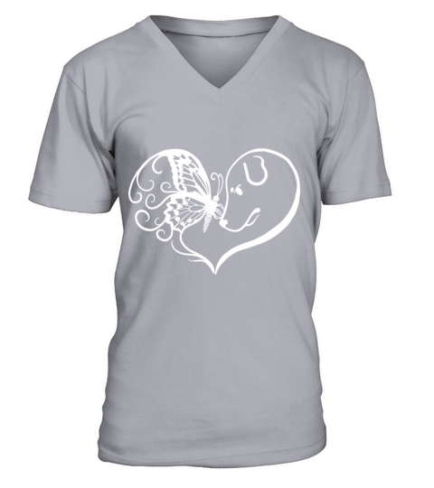 Butterfly dog kiss cyte black white shirt meme Men's V-Neck T-shirt