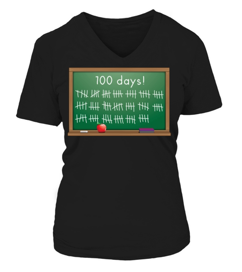 100 days of school chalkboard Women's V-Neck T-shirt