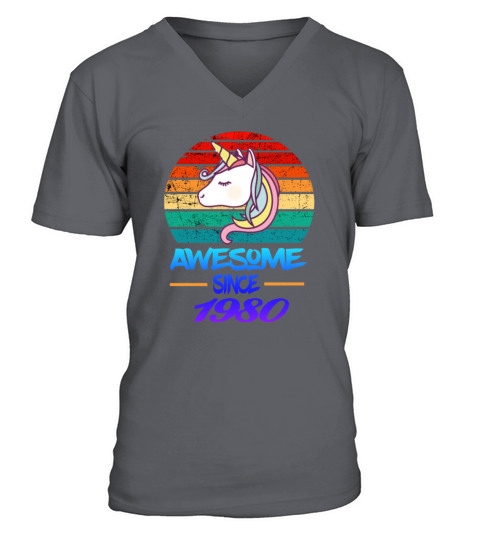 Awesome Since 1980 Funny 39th Birthday Unicorn Men's V-Neck T-shirt
