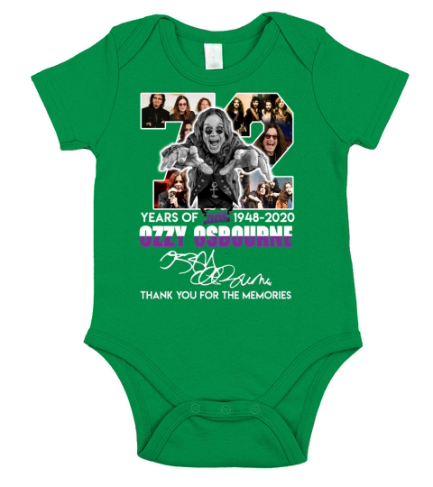 72 years of 1948 2020 ozzy osbourne thank you for the memories signature Short Sleeve Baby One-Piece