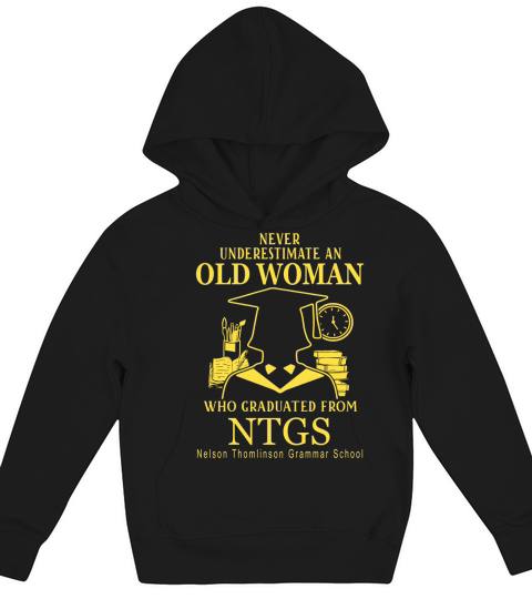Never underestimate an old man who graduated from Nelson Thomlinson Grammar School Kids Hoodie