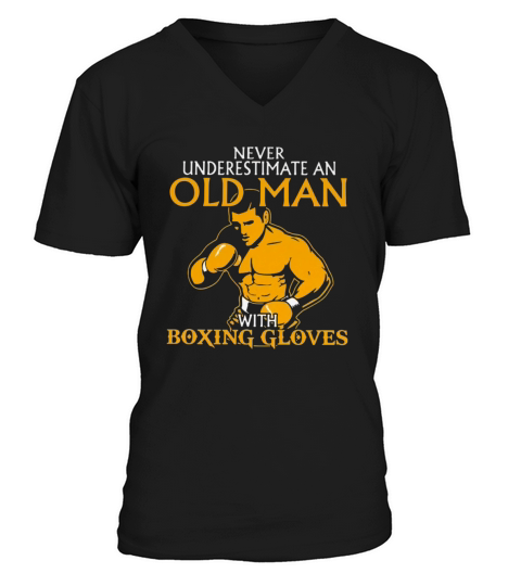 Never Underestimate an Old Man with Boxing Gloves Men's V-Neck T-shirt