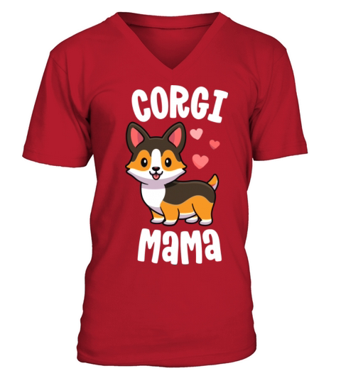 Corgi Mom Shirts For Women Dog Mama Red Tricolor C Men's V-Neck T-shirt