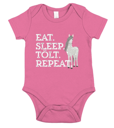 Icelandic Horse Saying Eat Sleep Tolt Toy Gift Women Girls Short Sleeve Baby One-Piece