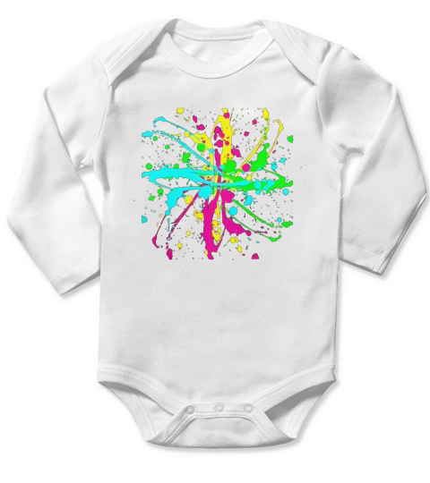 Colors Paint Splatter - Unisex Graffiti Spatter Graphic Design - Multicolor Long Sleeve Baby One-Piece