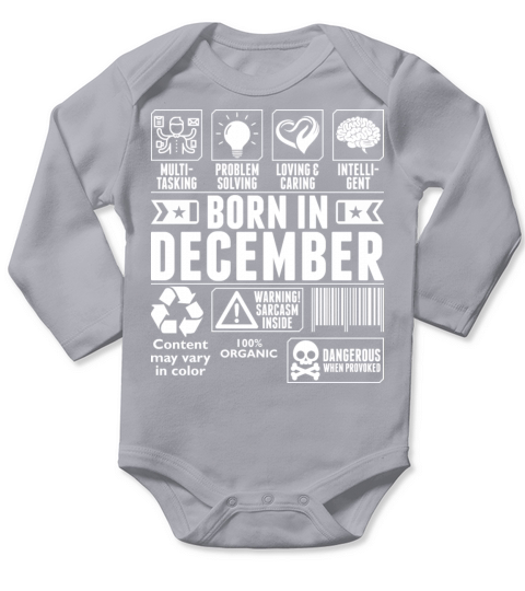 Born In December Tshirt Long Sleeve Baby One-Piece