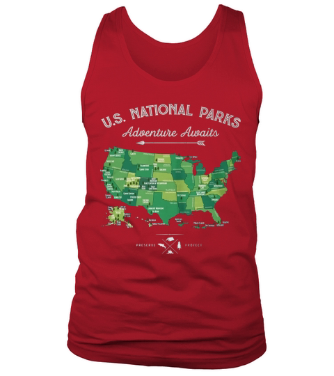 National Park Map Vintage T Shirt All 59 National Parks Tank Top Unisex