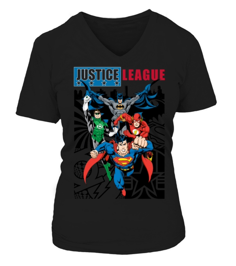 Justice League Comic Cover Group Women's V-Neck T-shirt