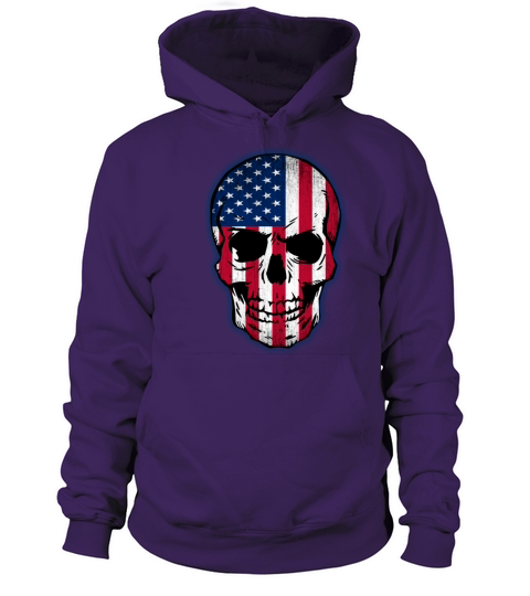 Vintage USA Flag Skull Design Women's Hoodie
