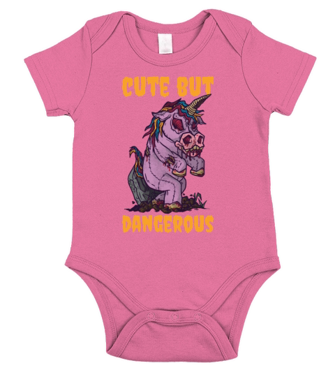 Cute But Dangerous Scary Unicorn Halloween Costume Short Sleeve Baby One-Piece