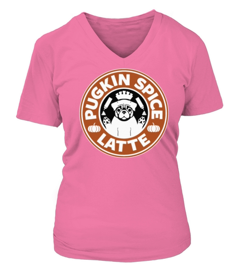 Pugkin Spice Latte Women's V-Neck T-shirt