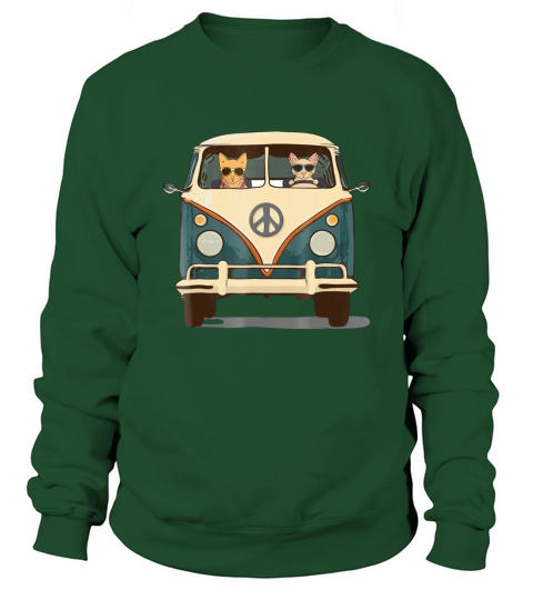 Cool Cats Road Trip Groovy Van Sweatshirt Unisex