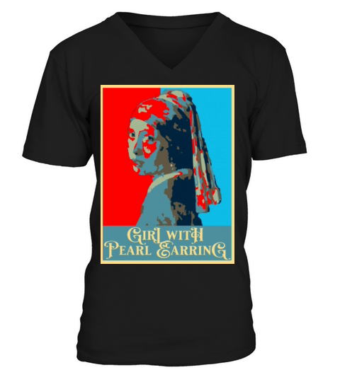 Merry Christmas Girl with pearl earring Men's V-Neck T-shirt