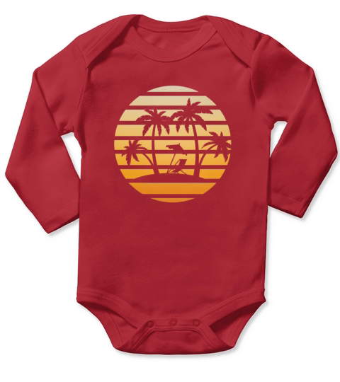 4 PALM TREES RETRO Long Sleeve Baby One-Piece