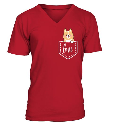 Love Corgi in Pocket Corgi print - Funny Corgi Men's V-Neck T-shirt