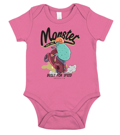 cool monster riding a motorcycle Short Sleeve Baby One-Piece