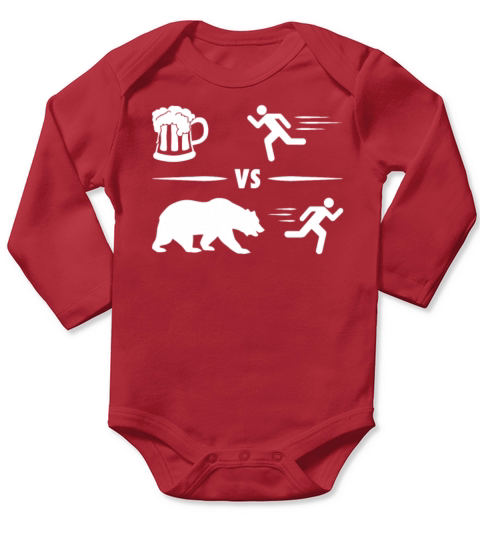 Funny Beer Vs Bear Long Sleeve Baby One-Piece