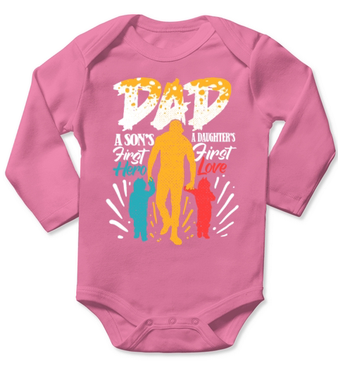 First Hero And Love Proud Dad Of Twins Fathers Day Long Sleeve Baby One-Piece