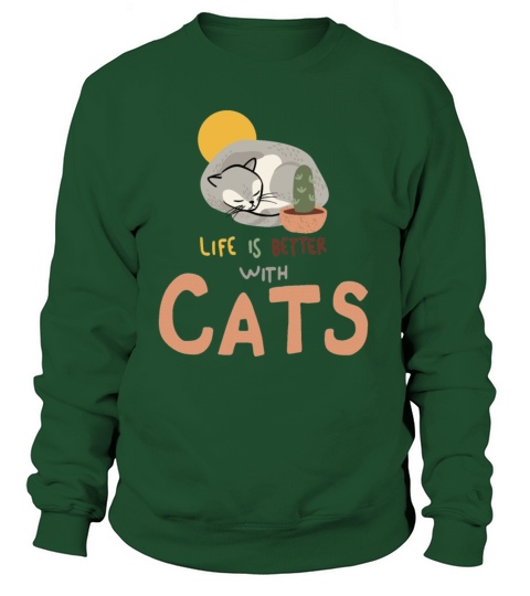 Life Is Better With Cats Cartoon Vector design Women's Sweatshirt